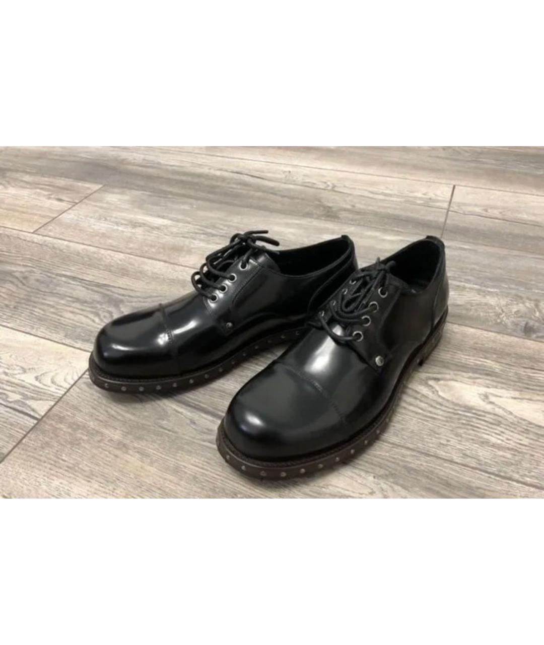 DOLCE&GABBANA Черные кожаные низкие ботинки, фото 6