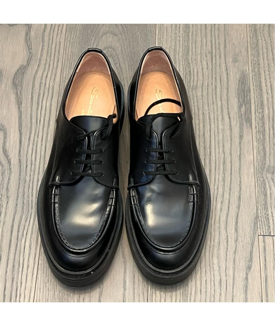 SANTONI Черные кожаные брогги и оксфорды, фото 2