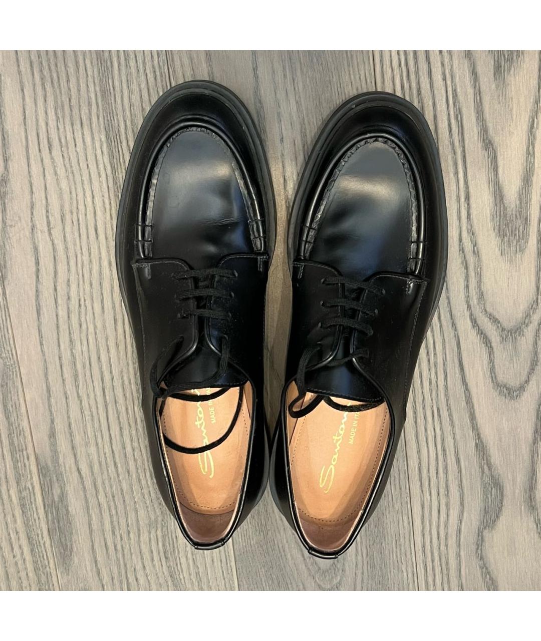 SANTONI Черные кожаные брогги и оксфорды, фото 3