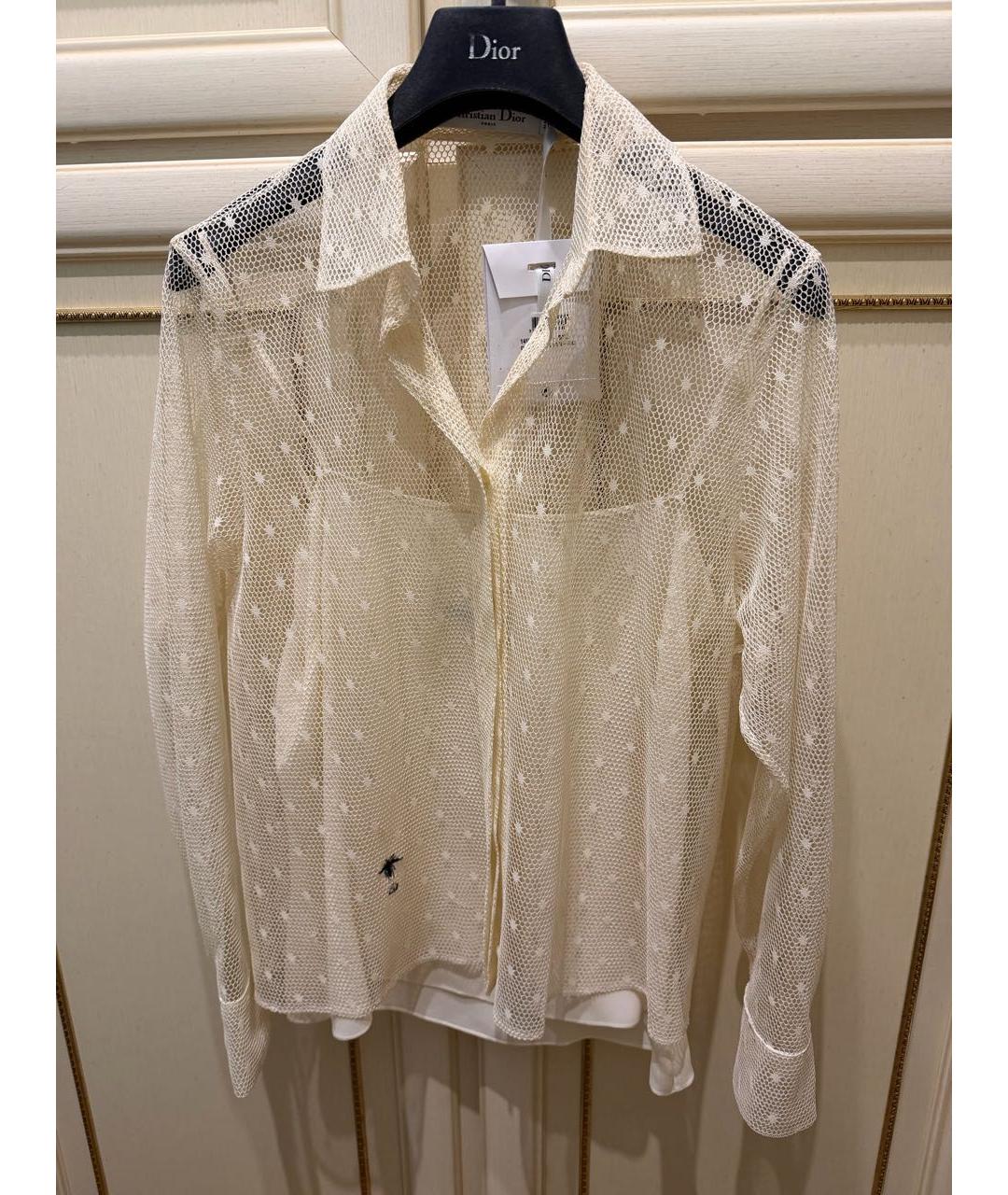 CHRISTIAN DIOR Бежевая кружевная блузы, фото 5