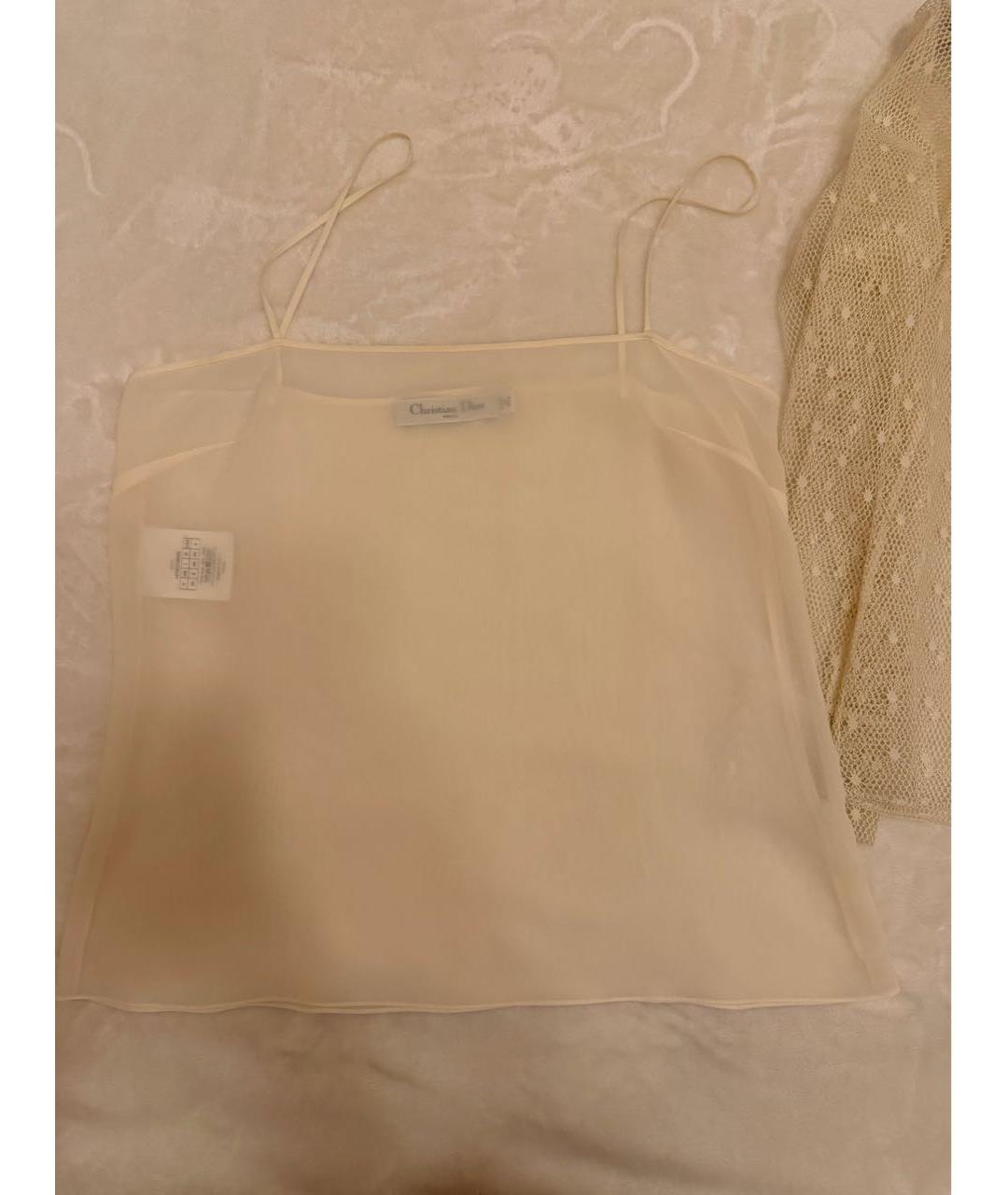 CHRISTIAN DIOR Бежевая кружевная блузы, фото 4