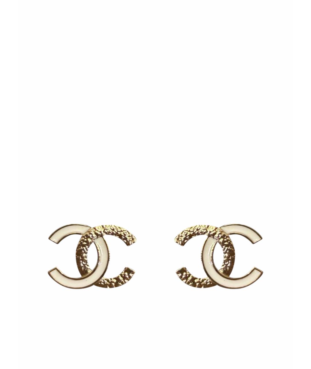 CHANEL Белые металлические серьги, фото 1