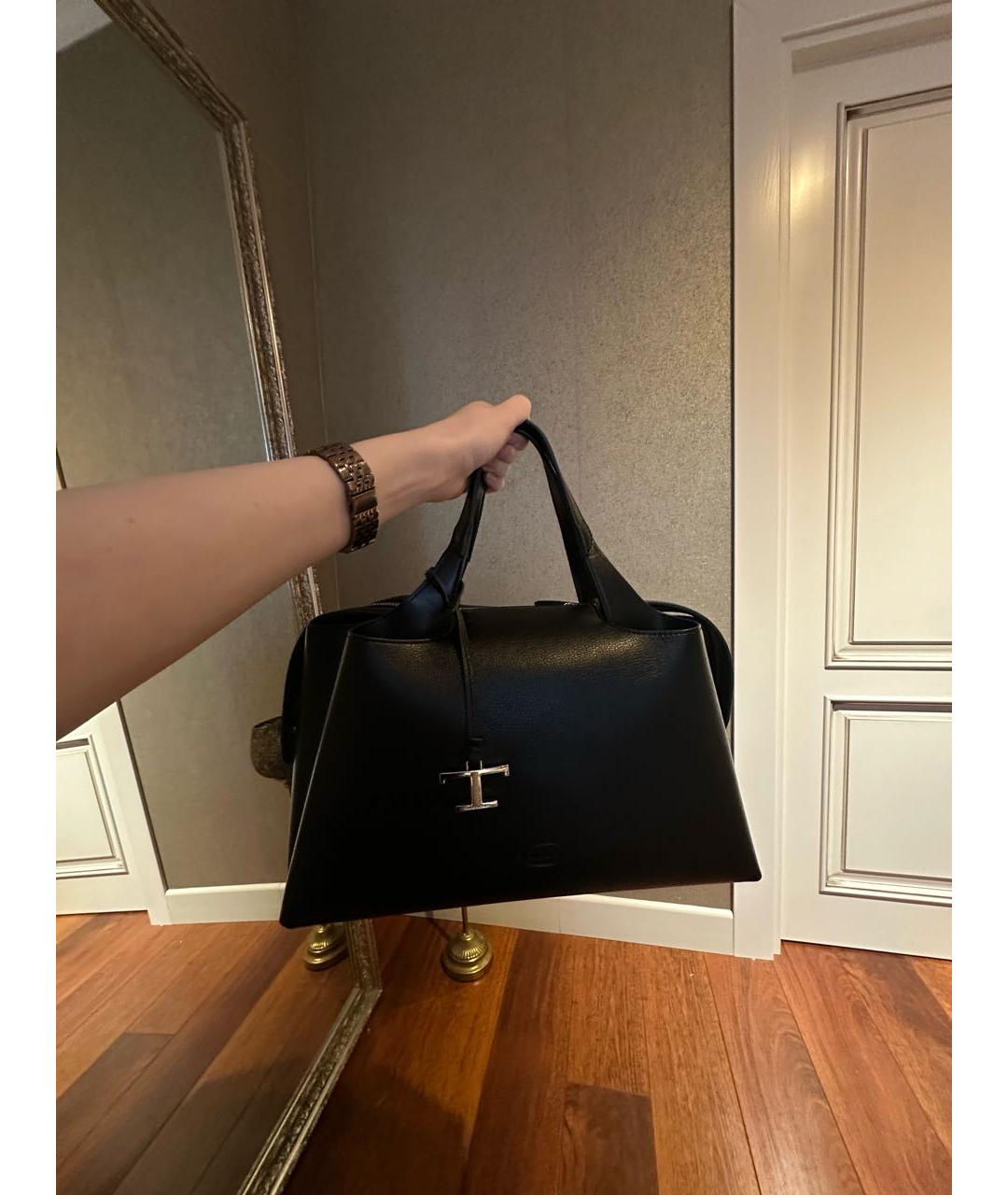 TOD'S Черная кожаная сумка тоут, фото 2