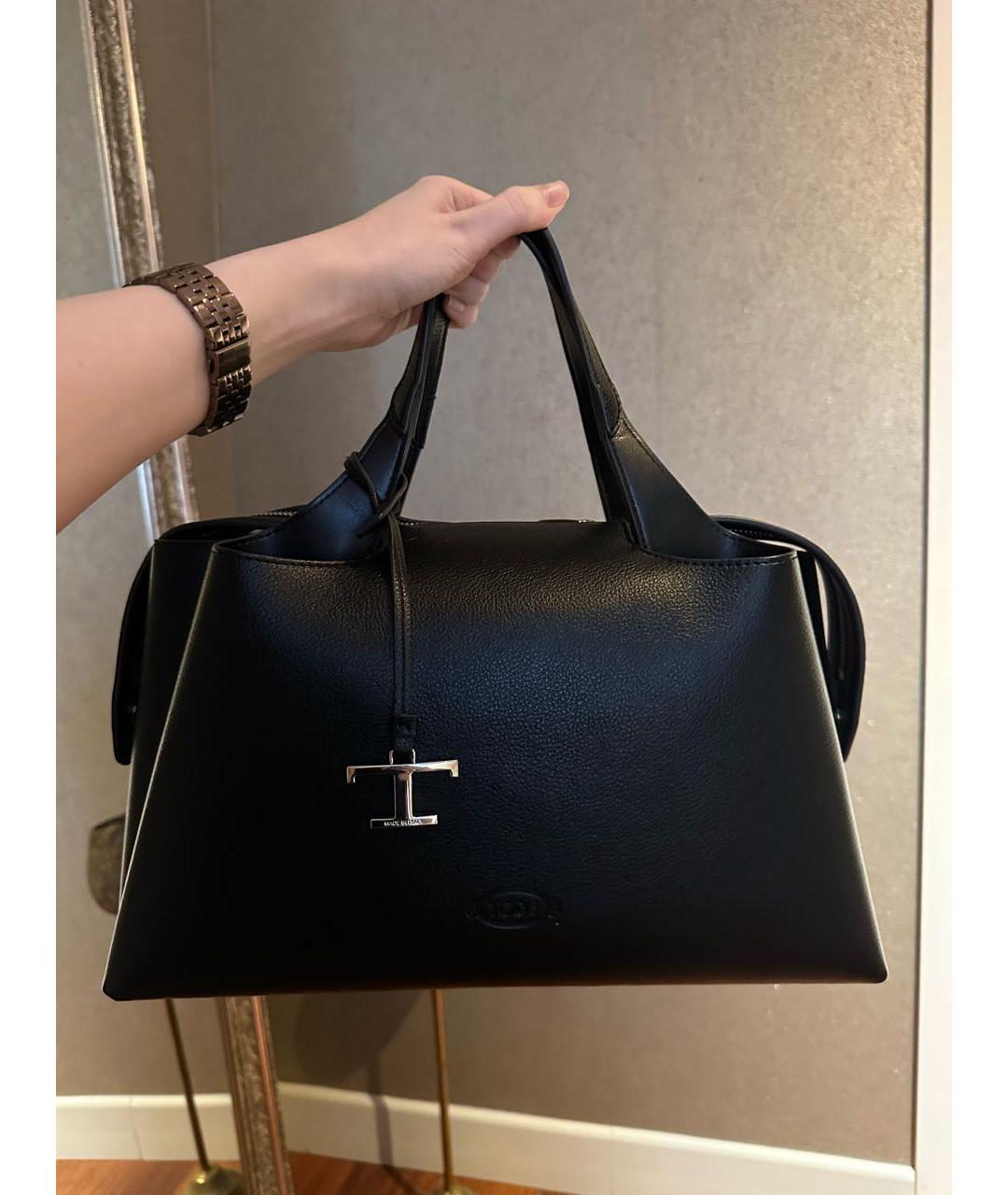 TOD'S Черная кожаная сумка тоут, фото 5