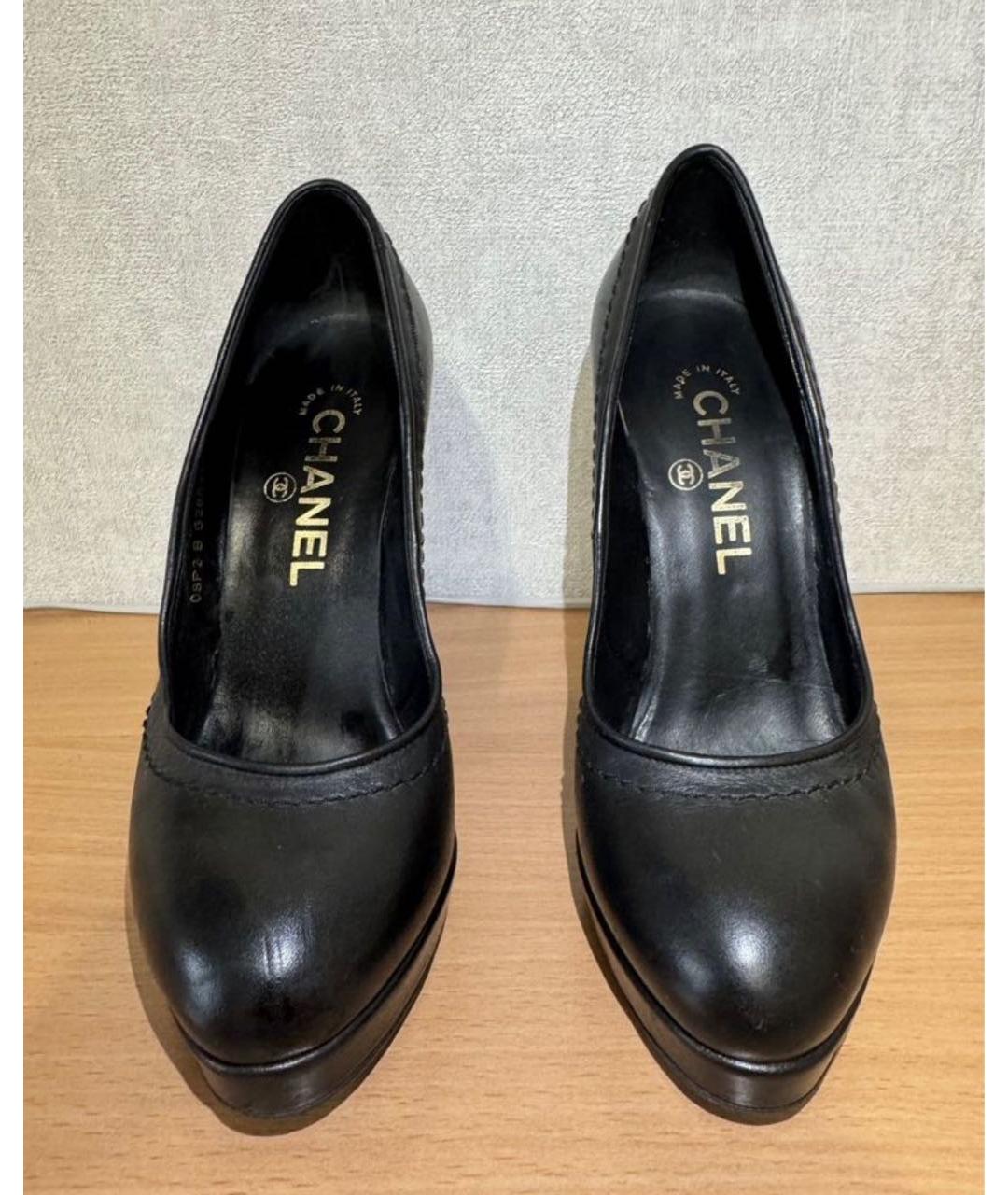 CHANEL Черные кожаные туфли, фото 3