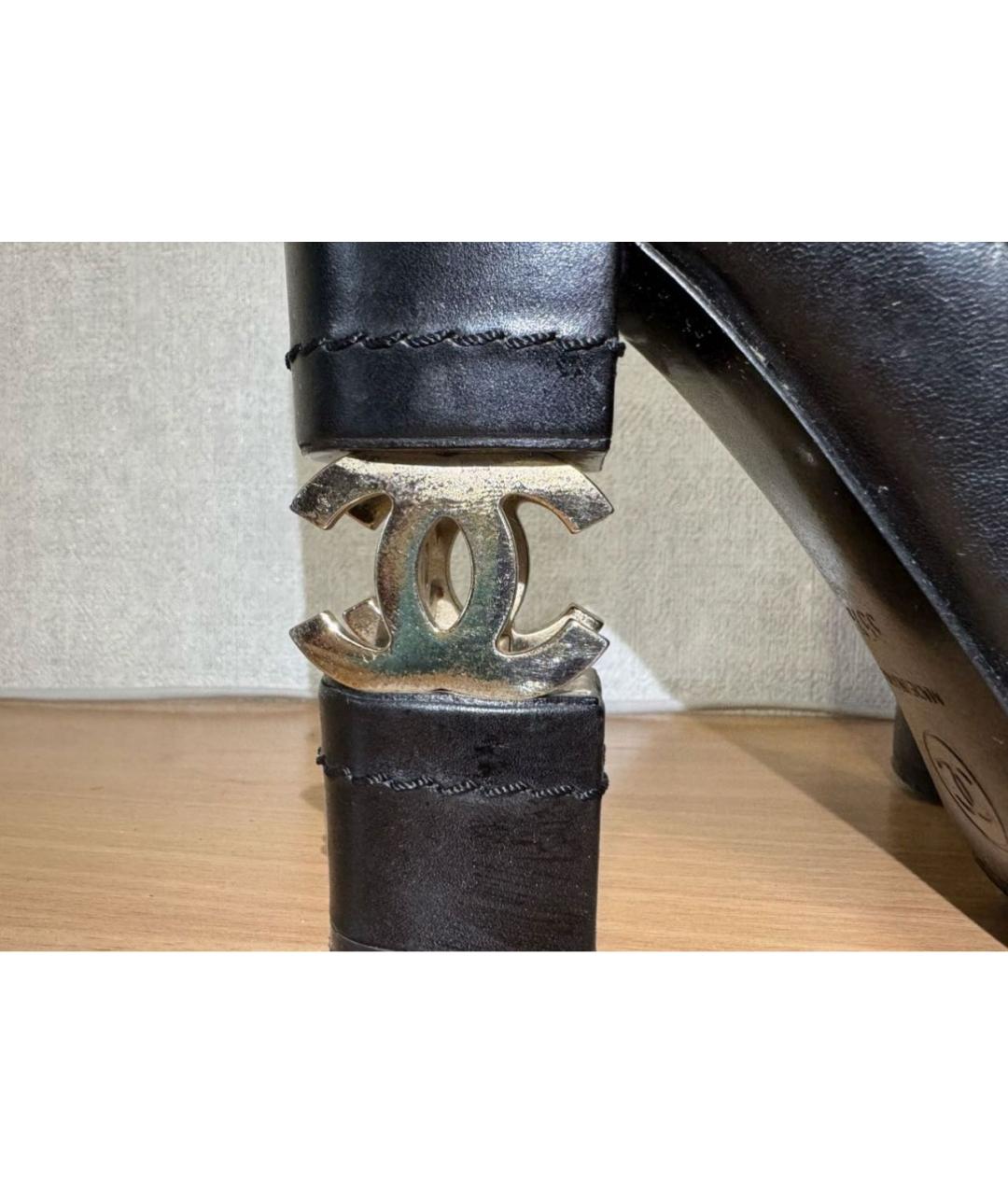 CHANEL Черные кожаные туфли, фото 6