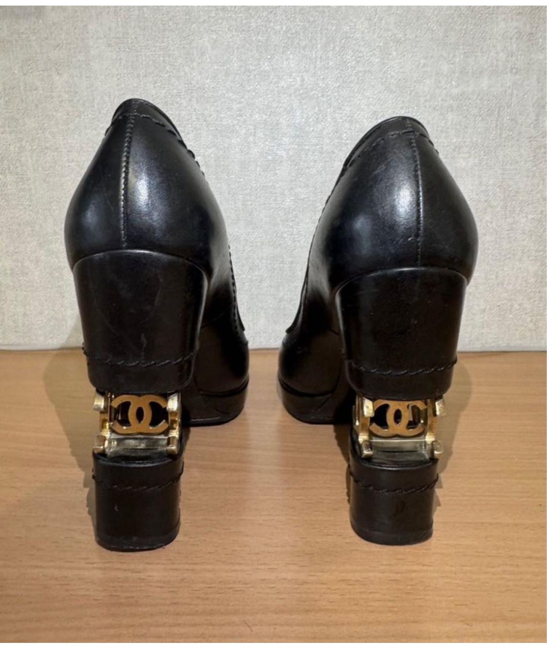 CHANEL Черные кожаные туфли, фото 5