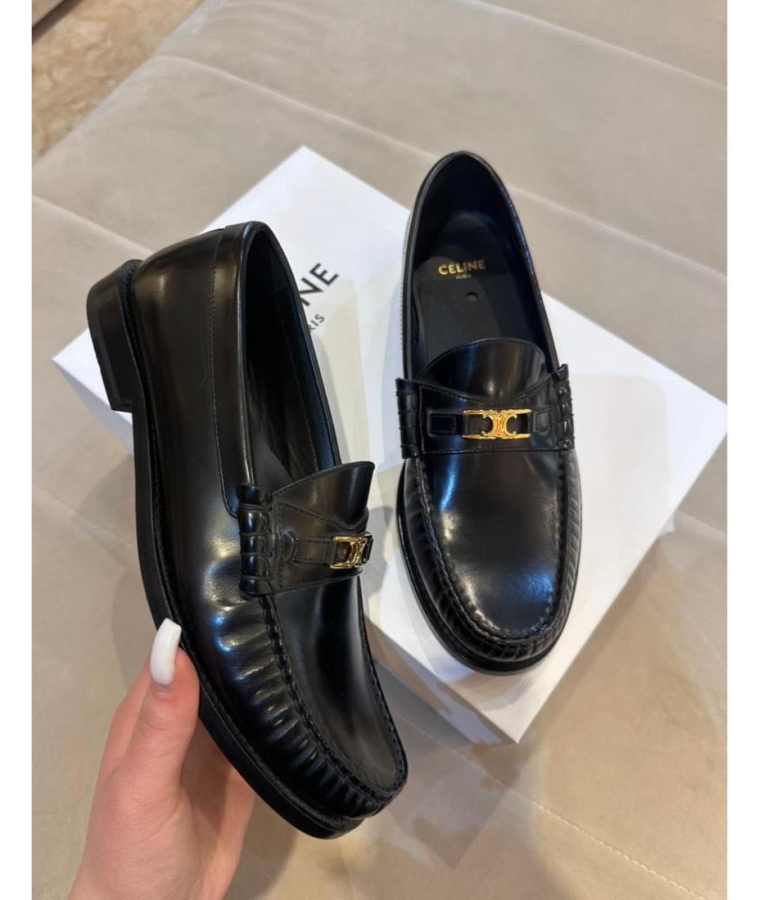 CELINE Черные кожаные лоферы, фото 2