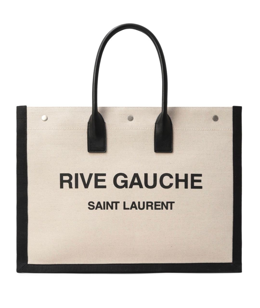 SAINT LAURENT Бежевая тканевая сумка тоут, фото 1