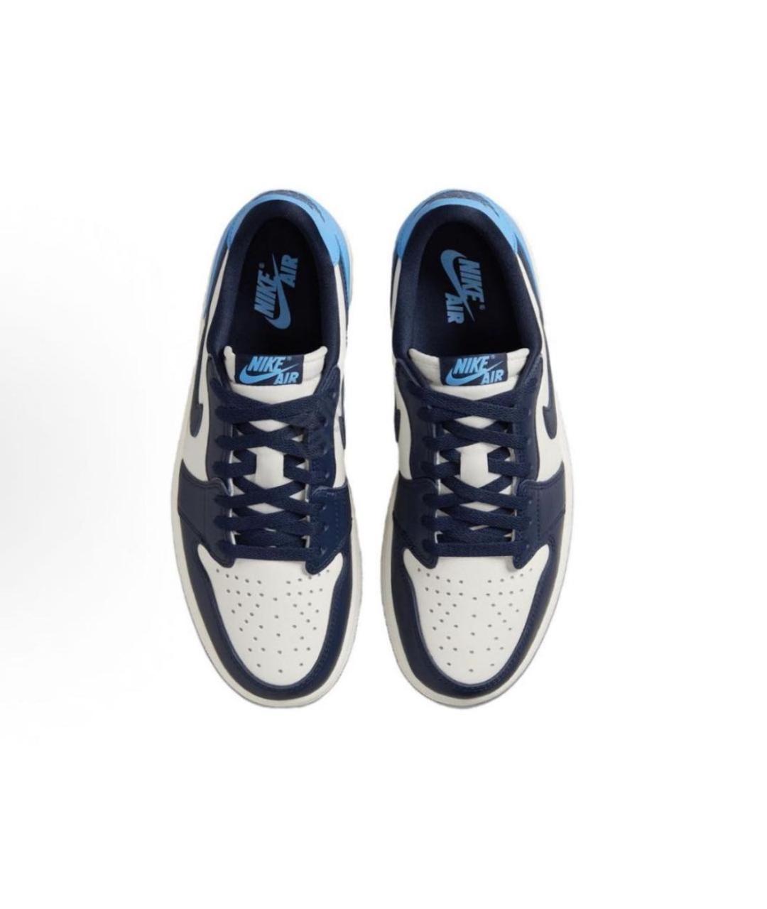 JORDAN Синие кожаные низкие кроссовки / кеды, фото 3