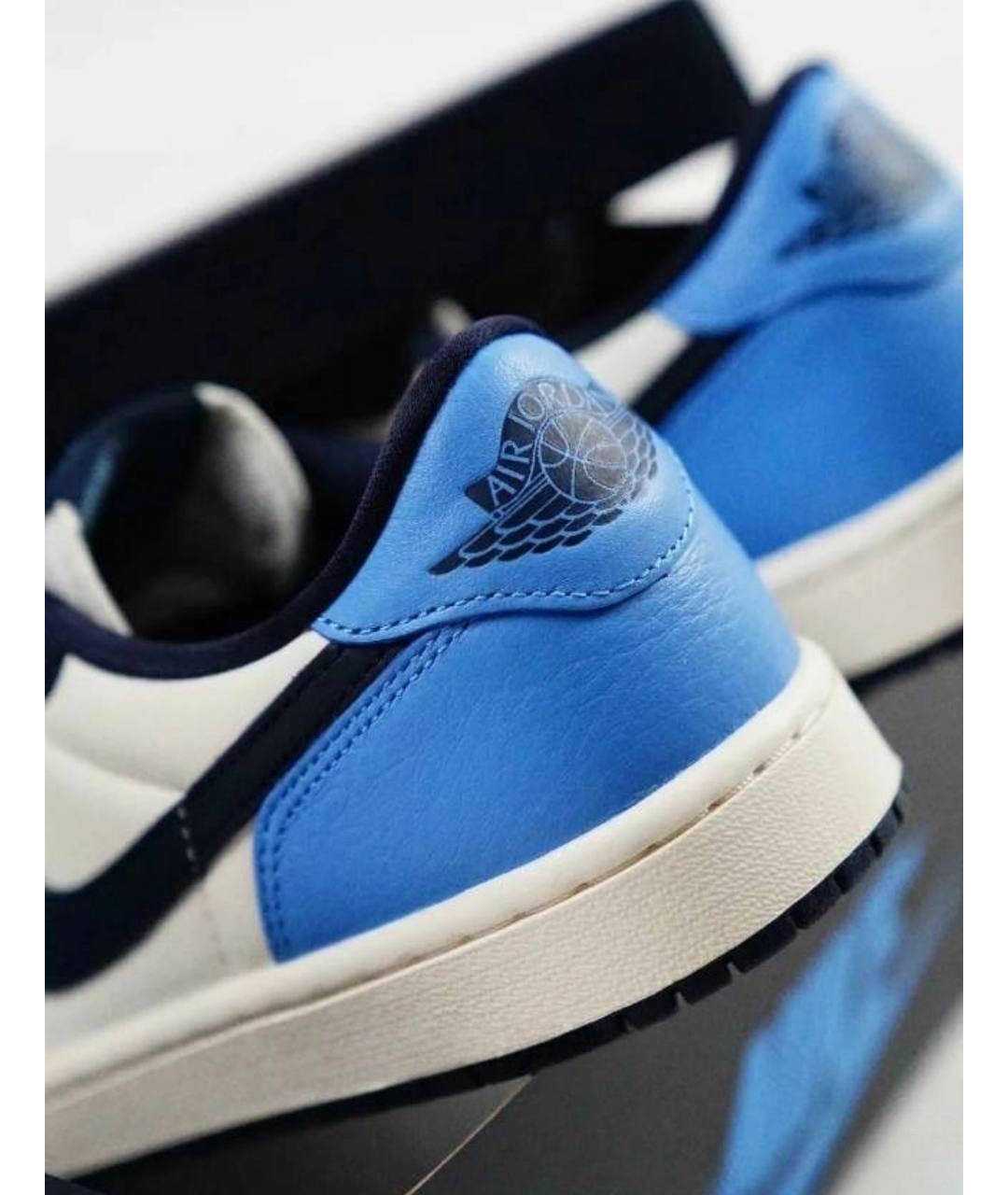 JORDAN Синие кожаные низкие кроссовки / кеды, фото 7