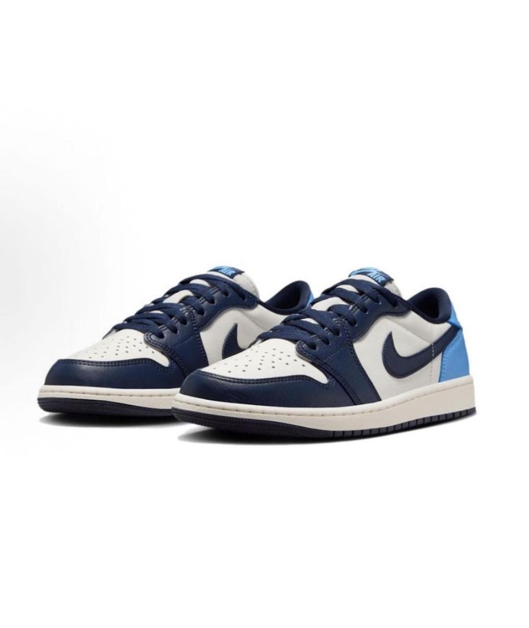 JORDAN Синие кожаные низкие кроссовки / кеды, фото 2