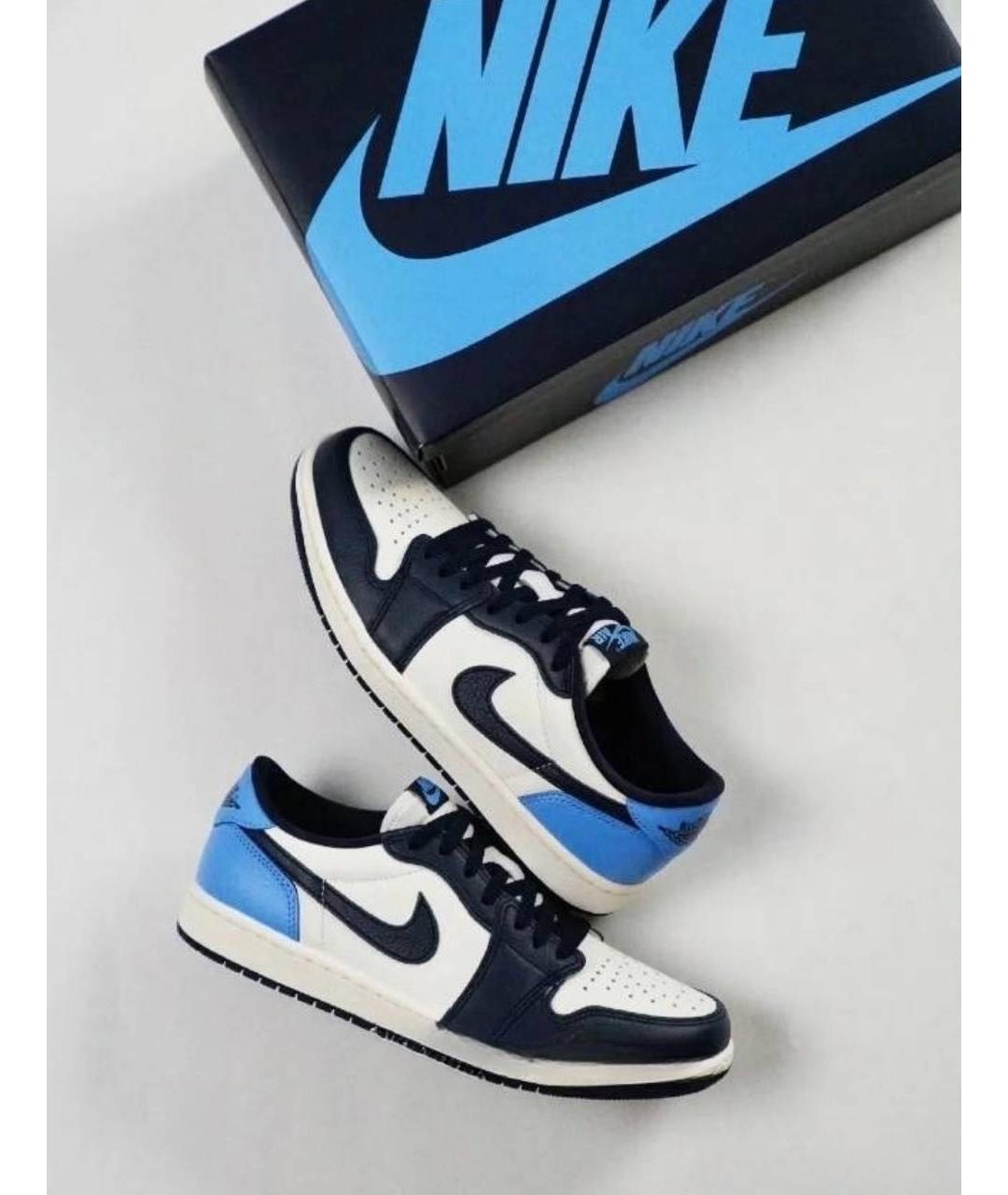 JORDAN Синие кожаные низкие кроссовки / кеды, фото 5