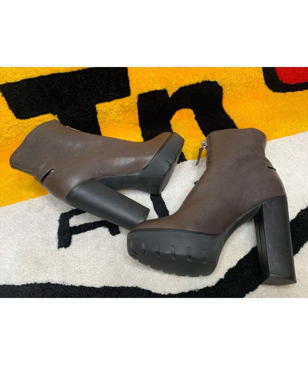KENZO Коричневые кожаные ботильоны, фото 5