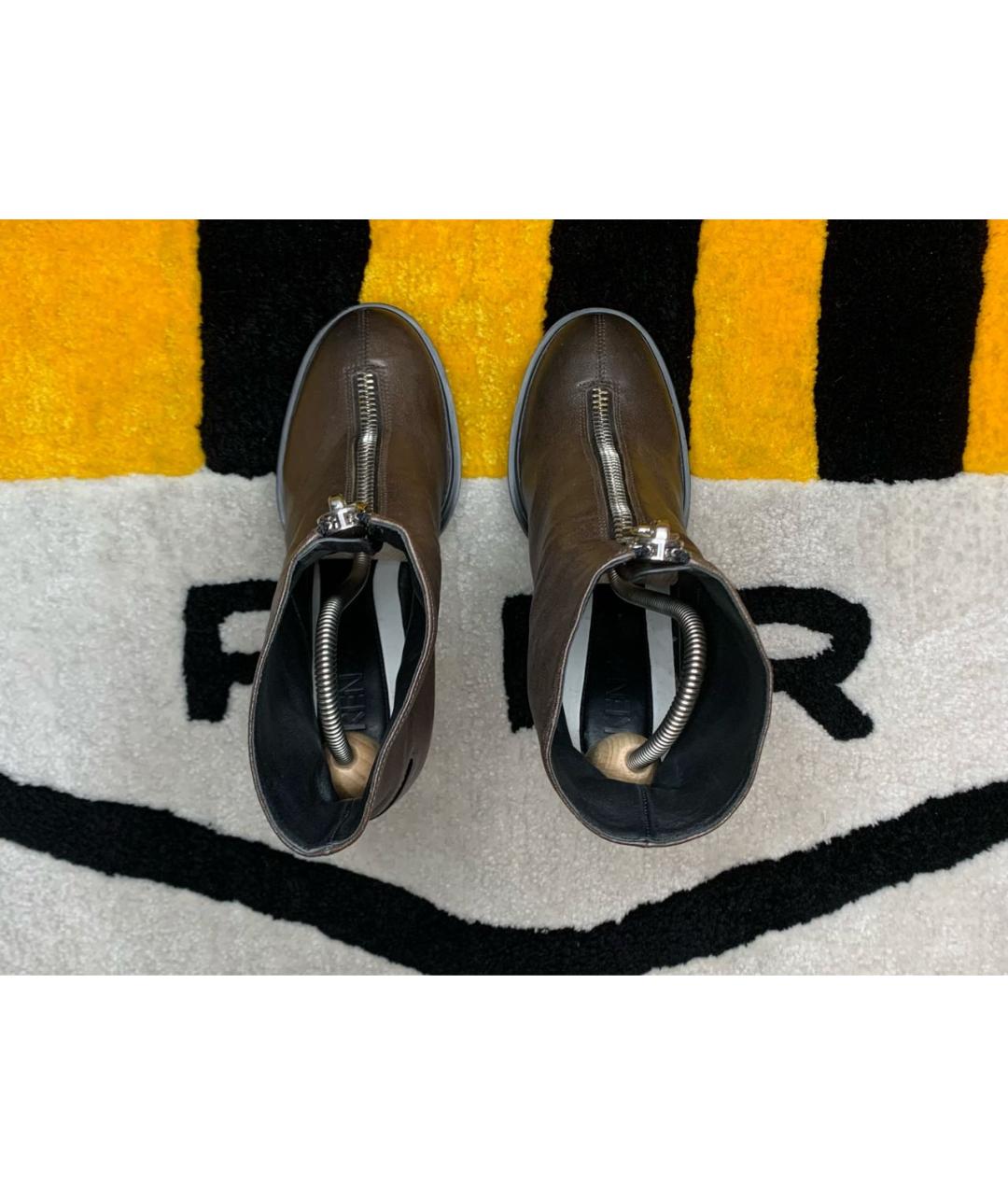 KENZO Коричневые кожаные ботильоны, фото 3