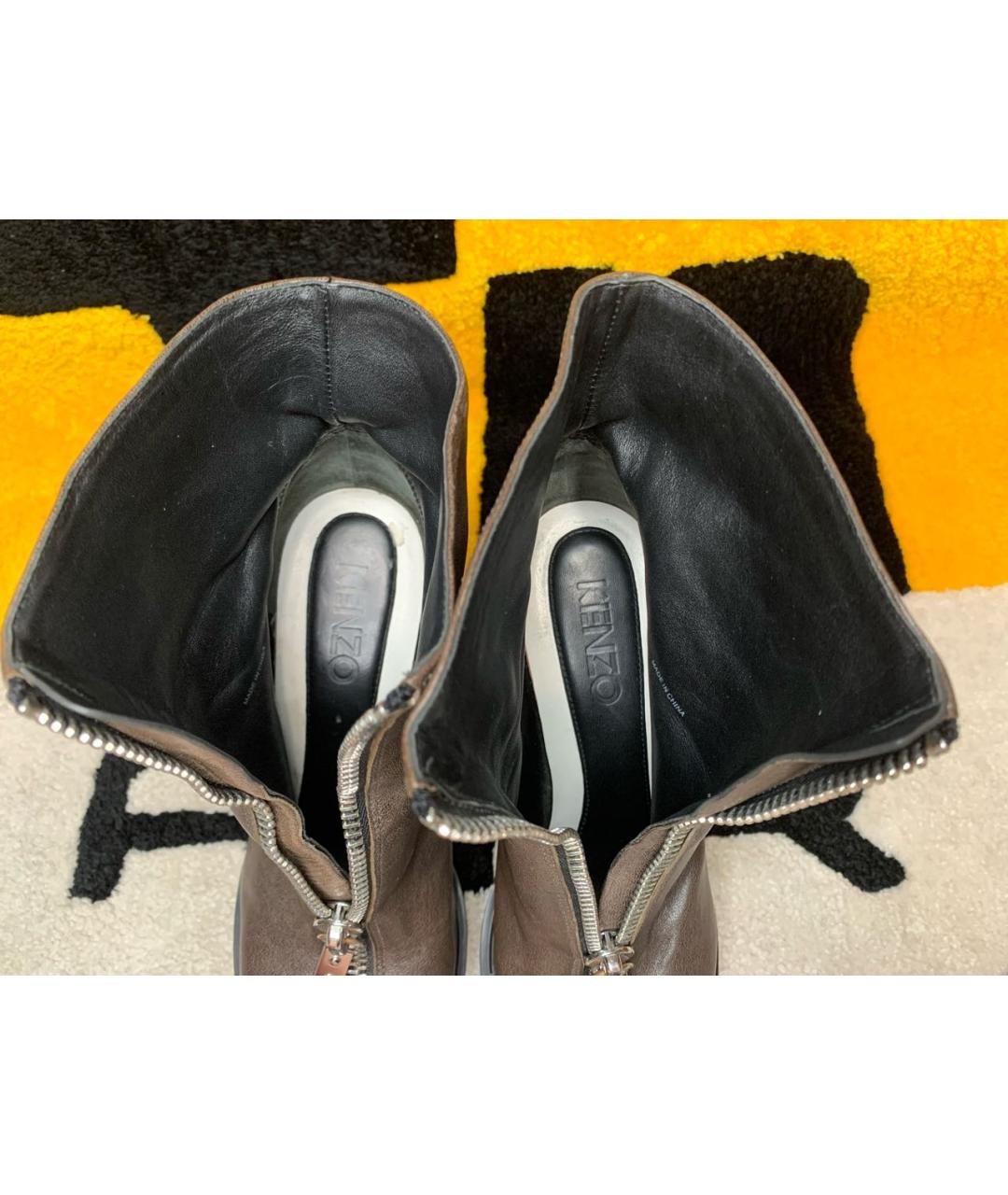 KENZO Коричневые кожаные ботильоны, фото 7