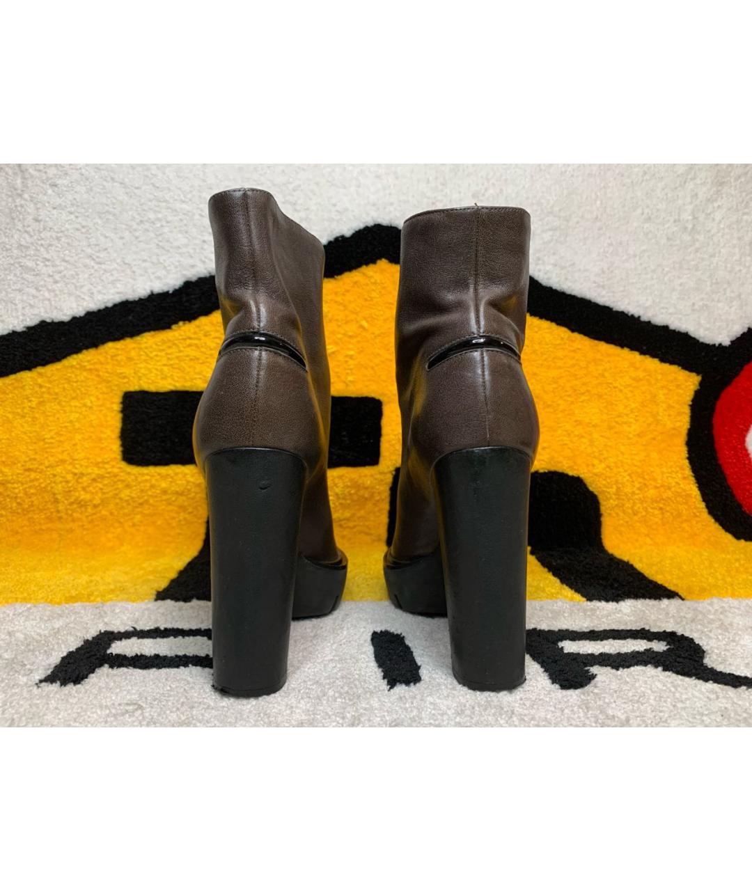 KENZO Коричневые кожаные ботильоны, фото 4