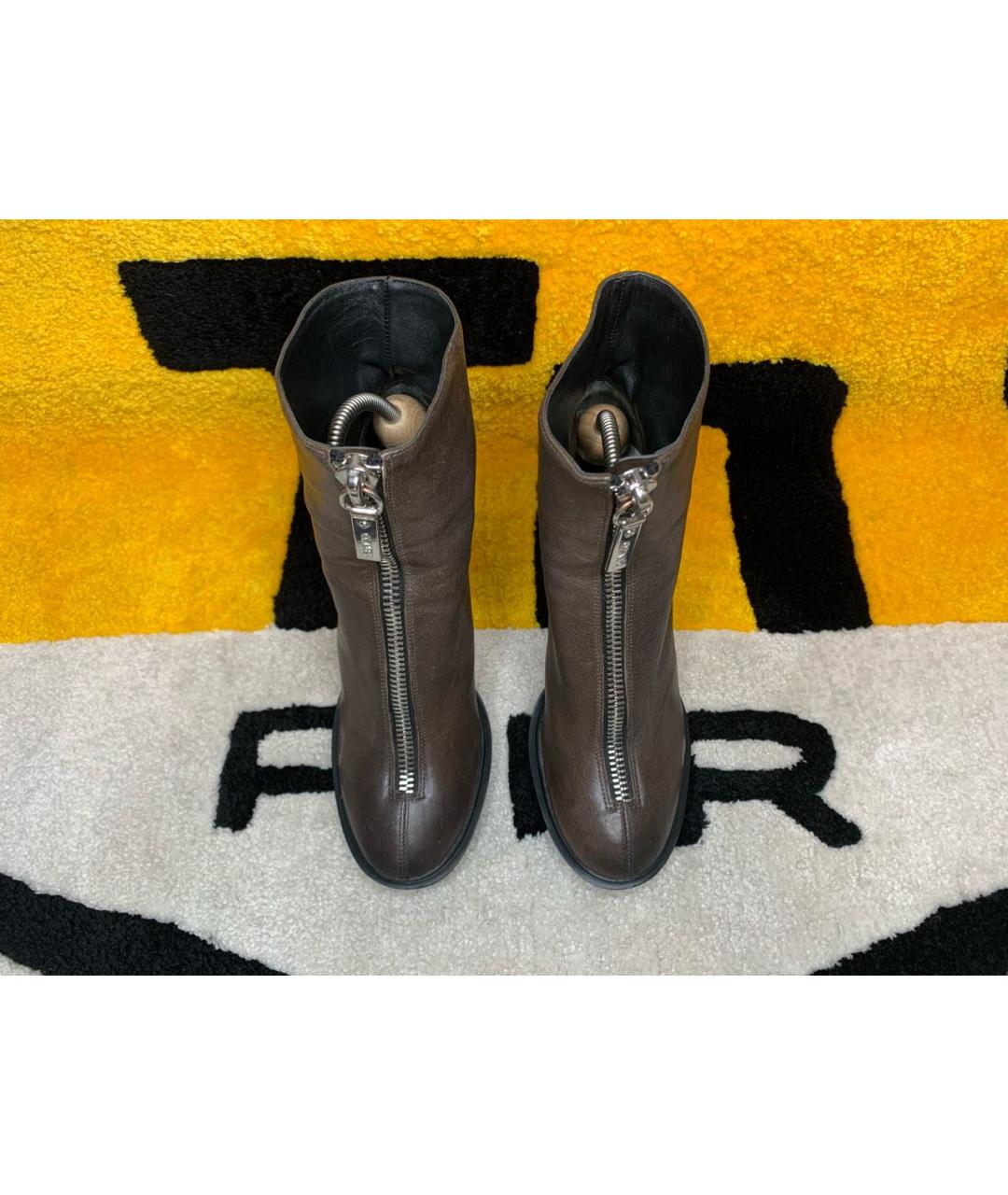 KENZO Коричневые кожаные ботильоны, фото 2