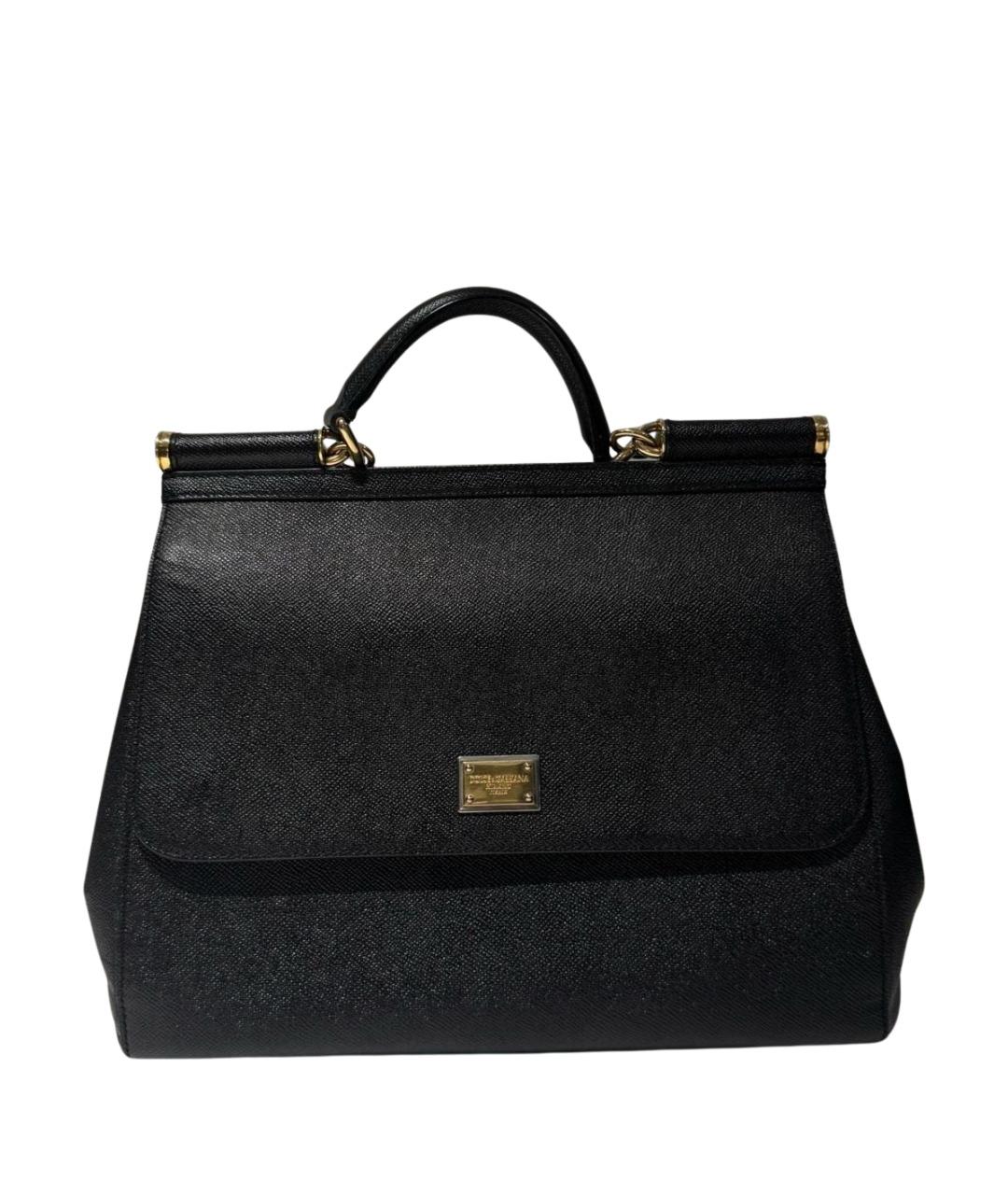 DOLCE&GABBANA Черная кожаная сумка с короткими ручками, фото 1