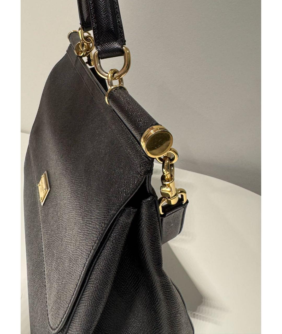 DOLCE&GABBANA Черная кожаная сумка с короткими ручками, фото 2