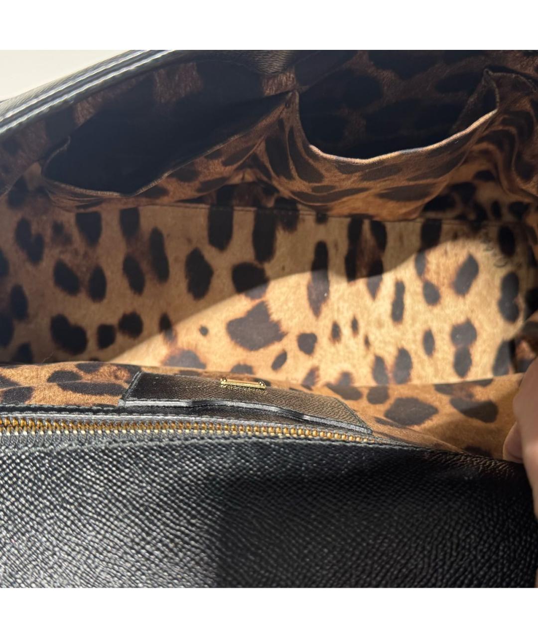 DOLCE&GABBANA Черная кожаная сумка с короткими ручками, фото 4