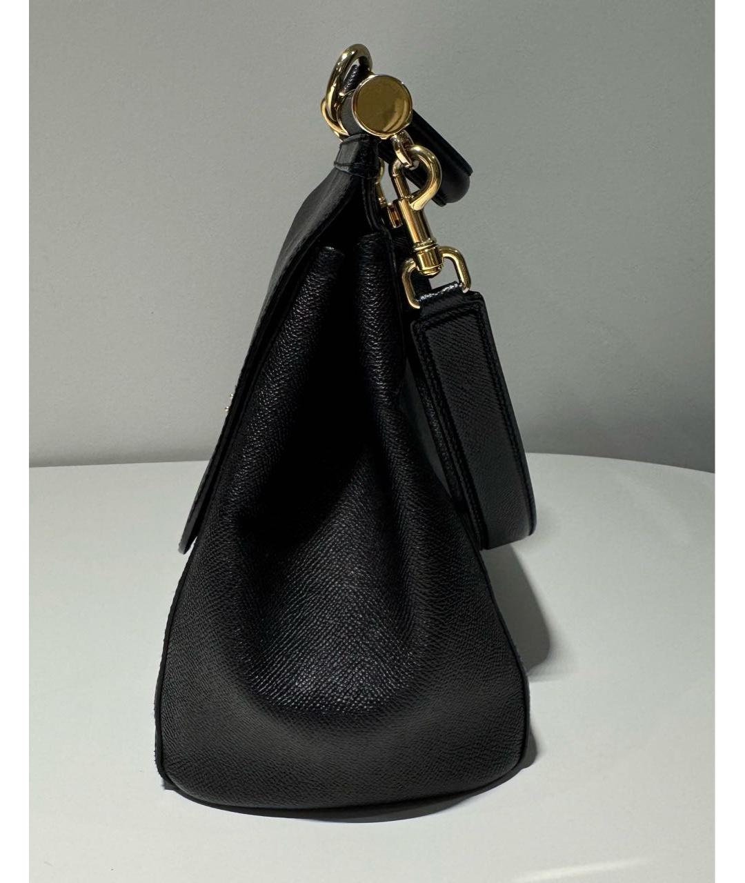 DOLCE&GABBANA Черная кожаная сумка с короткими ручками, фото 5