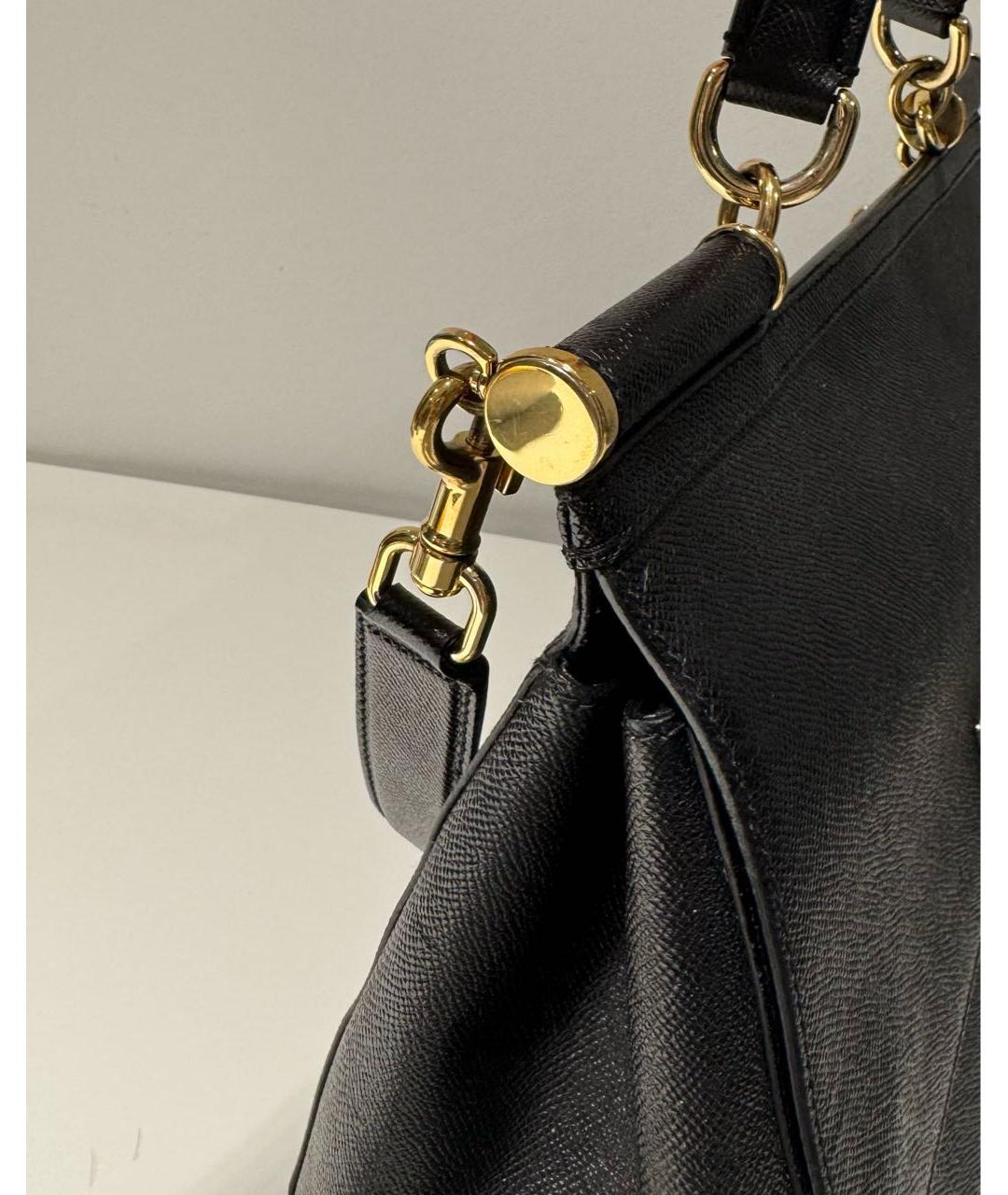 DOLCE&GABBANA Черная кожаная сумка с короткими ручками, фото 7