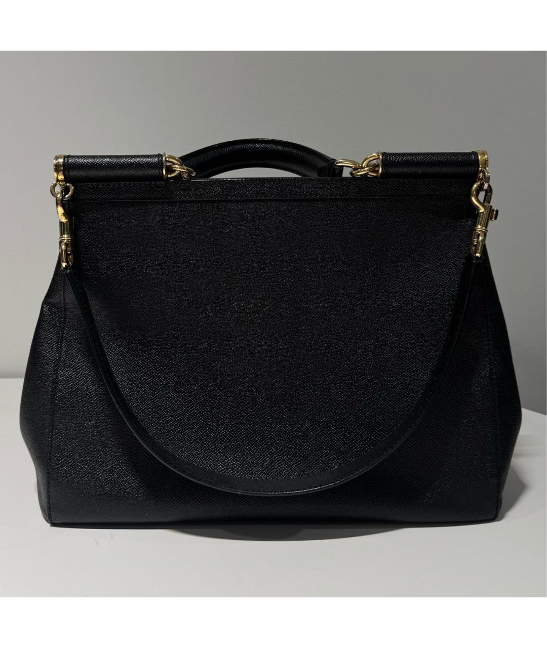 DOLCE&GABBANA Черная кожаная сумка с короткими ручками, фото 3