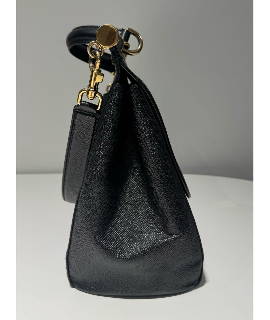 DOLCE&GABBANA Черная кожаная сумка с короткими ручками, фото 6