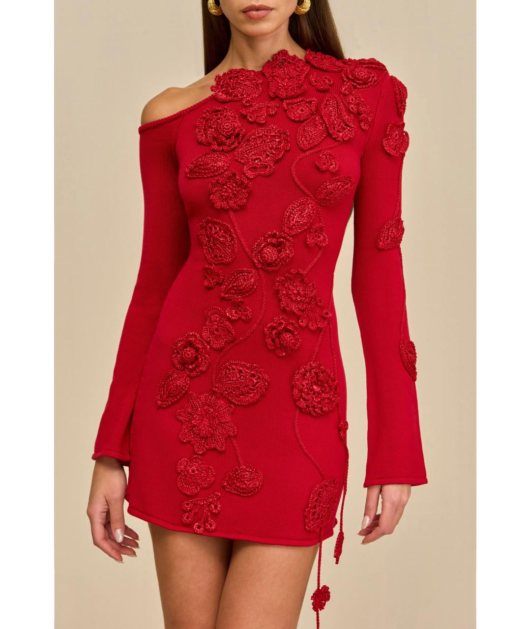 CULT GAIA Красное полиэстеровое коктейльное платье, фото 5