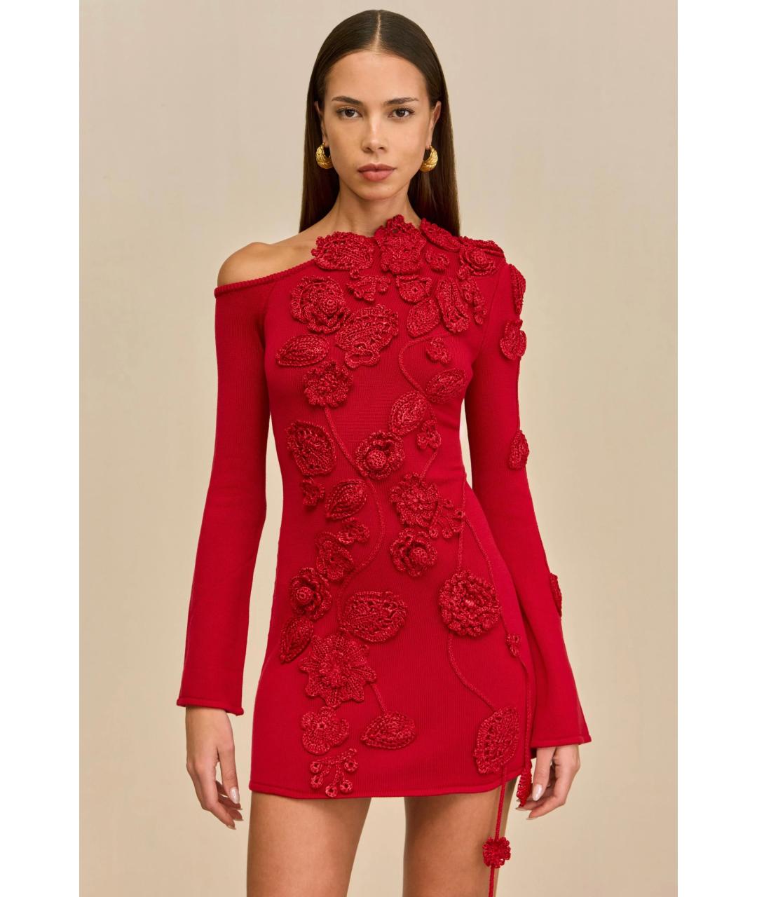CULT GAIA Красное полиэстеровое коктейльное платье, фото 6