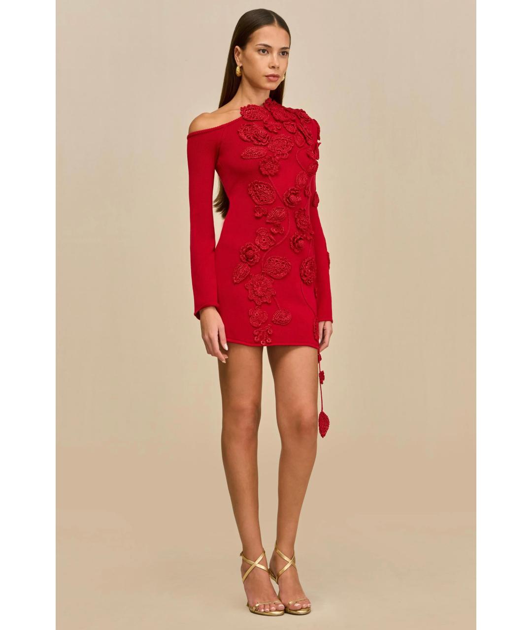 CULT GAIA Красное полиэстеровое коктейльное платье, фото 8