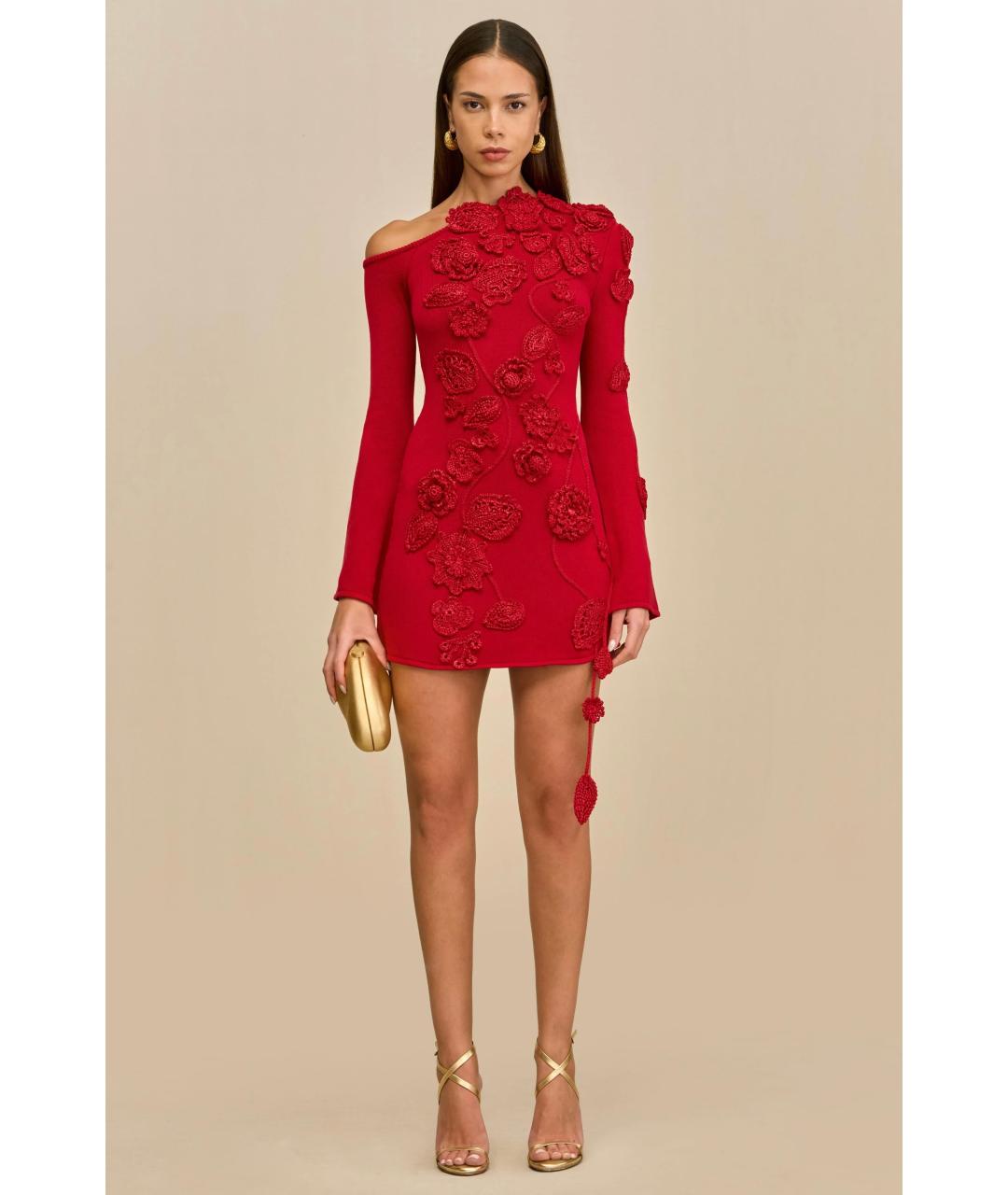CULT GAIA Красное полиэстеровое коктейльное платье, фото 7