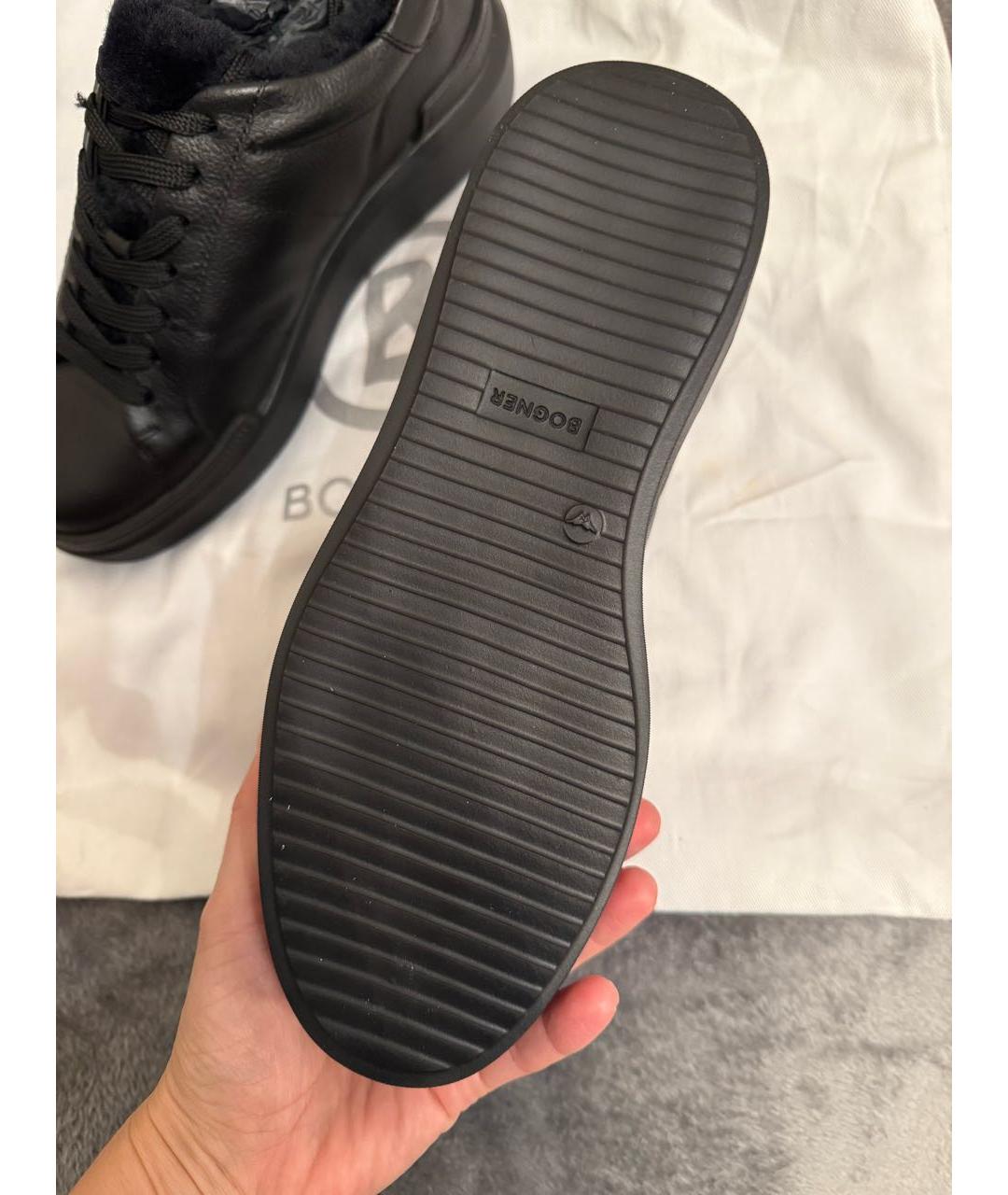 BOGNER Черные кожаные кеды, фото 3