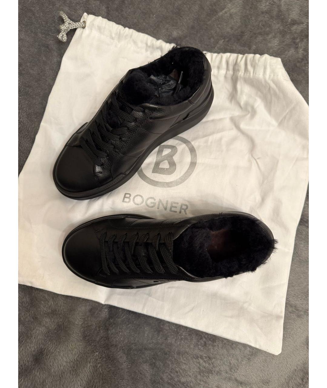 BOGNER Черные кожаные кеды, фото 2