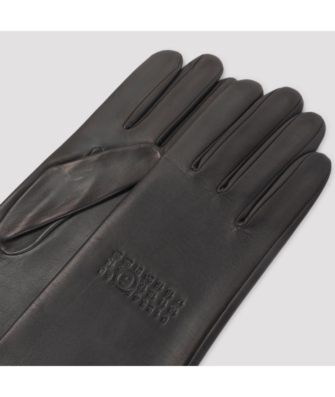 MM6 MAISON MARGIELA Серые кожаные перчатки, фото 4