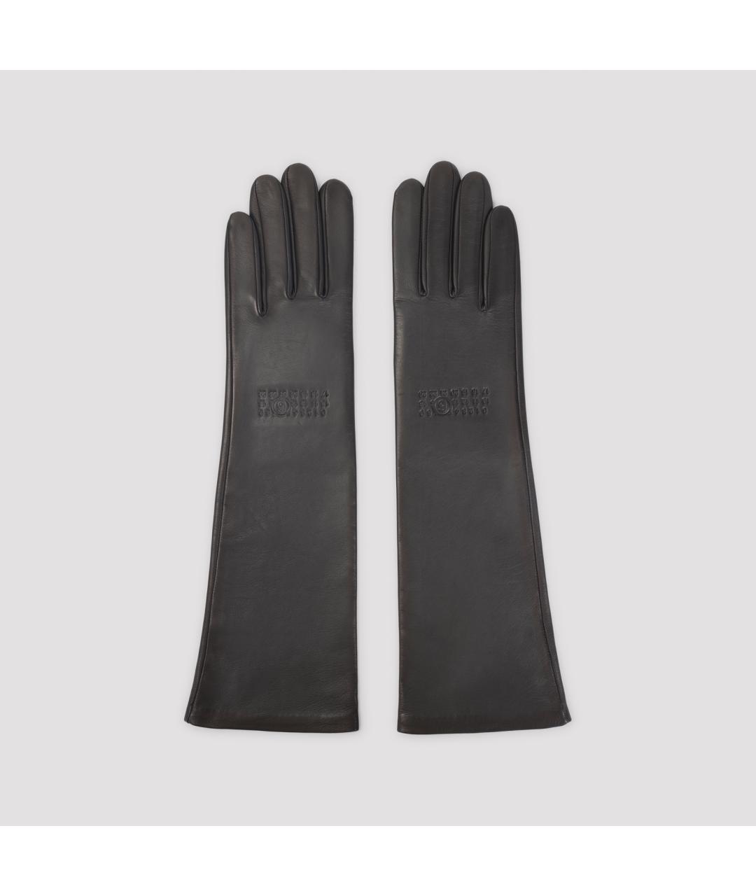 MM6 MAISON MARGIELA Серые кожаные перчатки, фото 2
