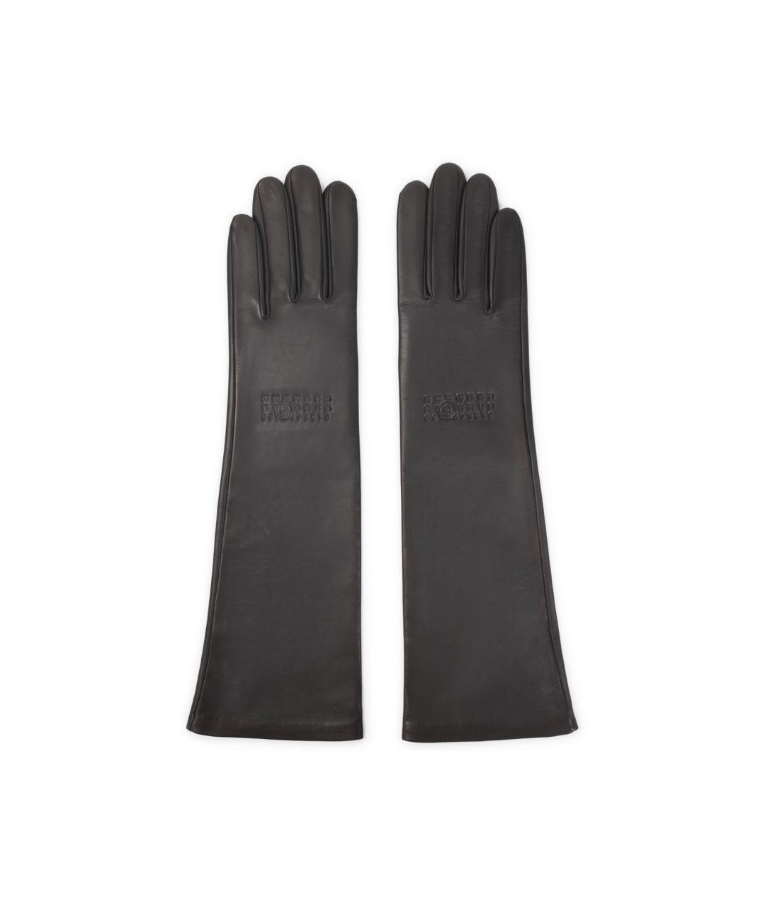MM6 MAISON MARGIELA Серые кожаные перчатки, фото 1