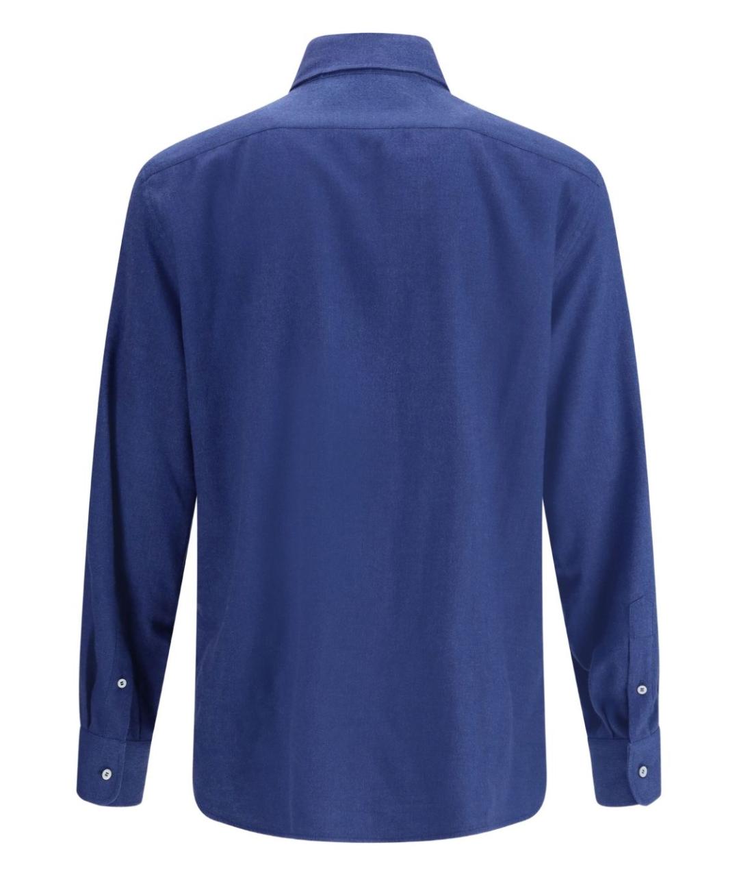 BRUNELLO CUCINELLI Синяя хлопковая кэжуал рубашка, фото 3