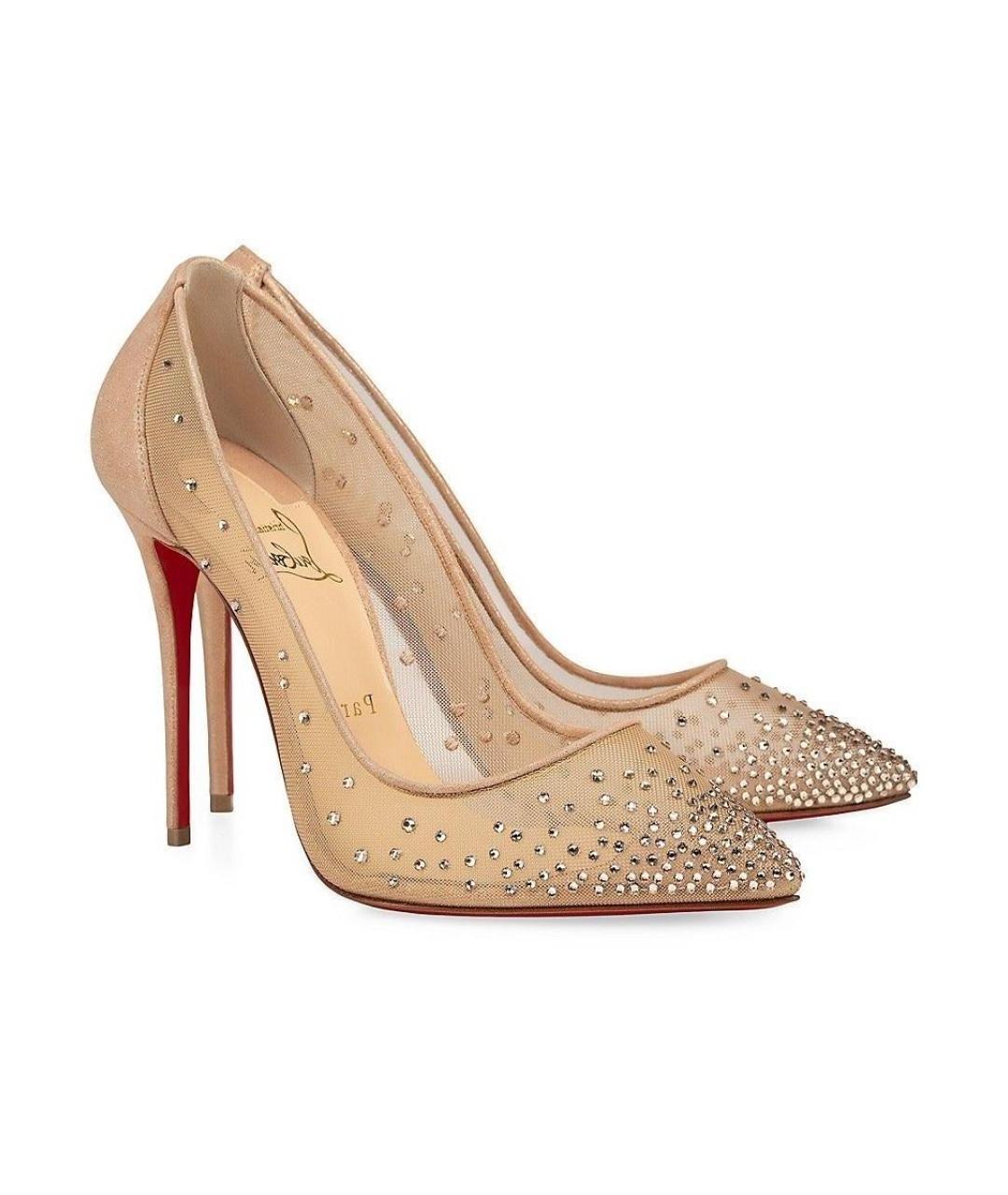 CHRISTIAN LOUBOUTIN Бежевые текстильные туфли, фото 1