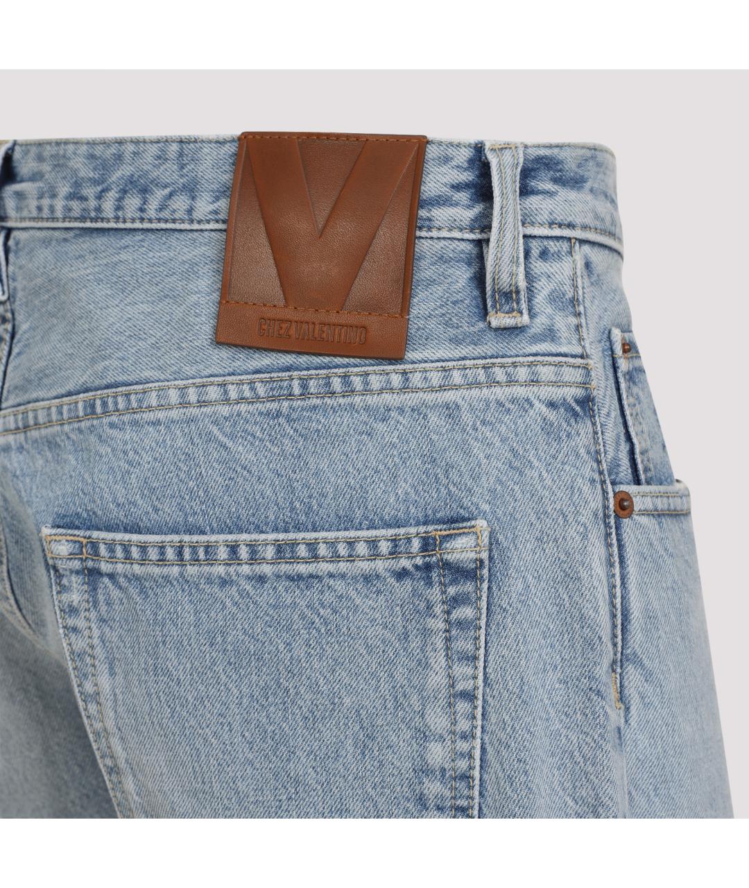 VALENTINO Голубые хлопковые прямые джинсы, фото 4