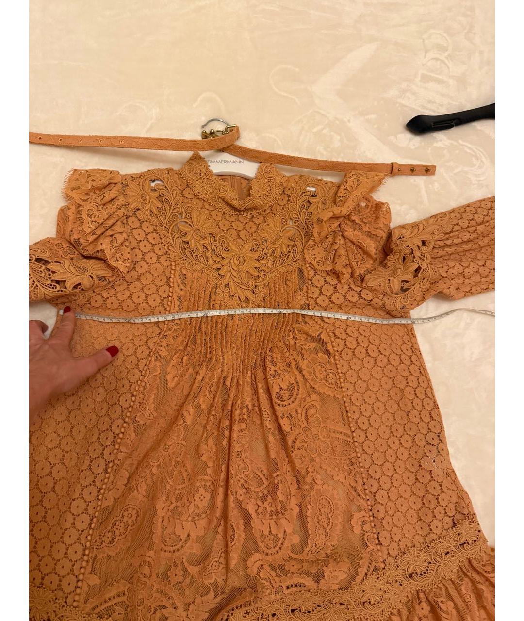 ZIMMERMANN Коралловое хлопко-эластановое коктейльное платье, фото 7