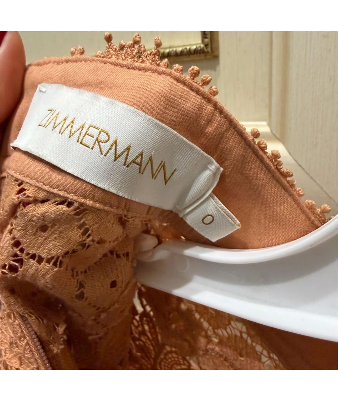 ZIMMERMANN Коралловое хлопко-эластановое коктейльное платье, фото 3