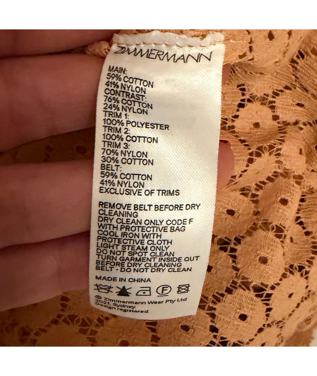 ZIMMERMANN Коралловое хлопко-эластановое коктейльное платье, фото 4