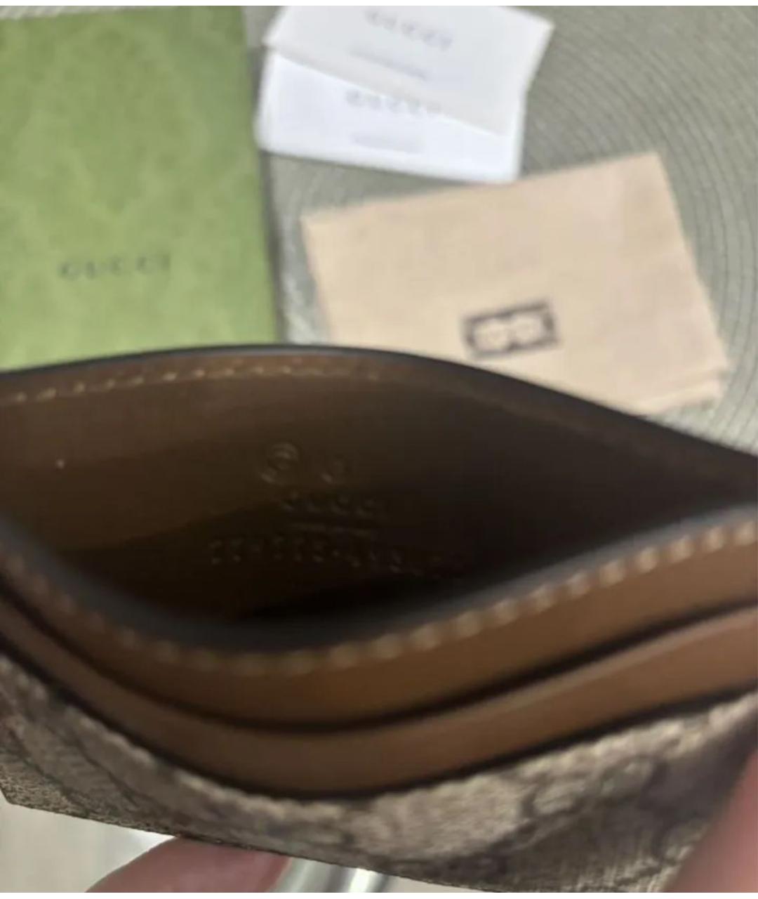 GUCCI Бежевый кожаный кардхолдер, фото 4