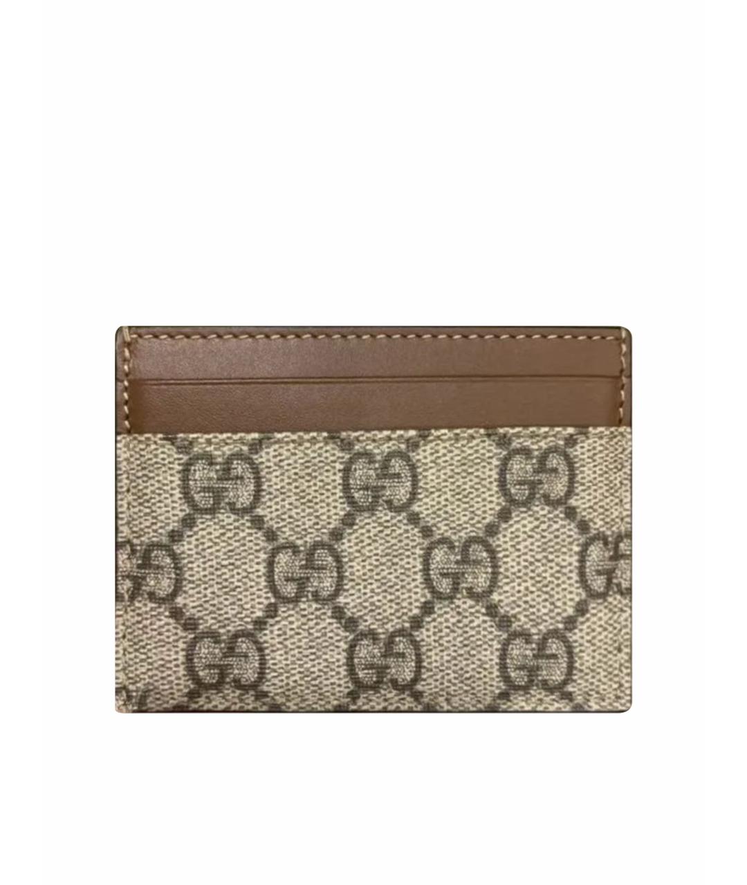 GUCCI Бежевый кожаный кардхолдер, фото 1