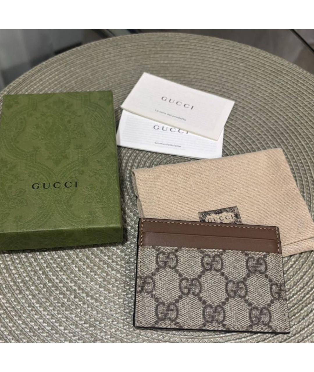 GUCCI Бежевый кожаный кардхолдер, фото 3