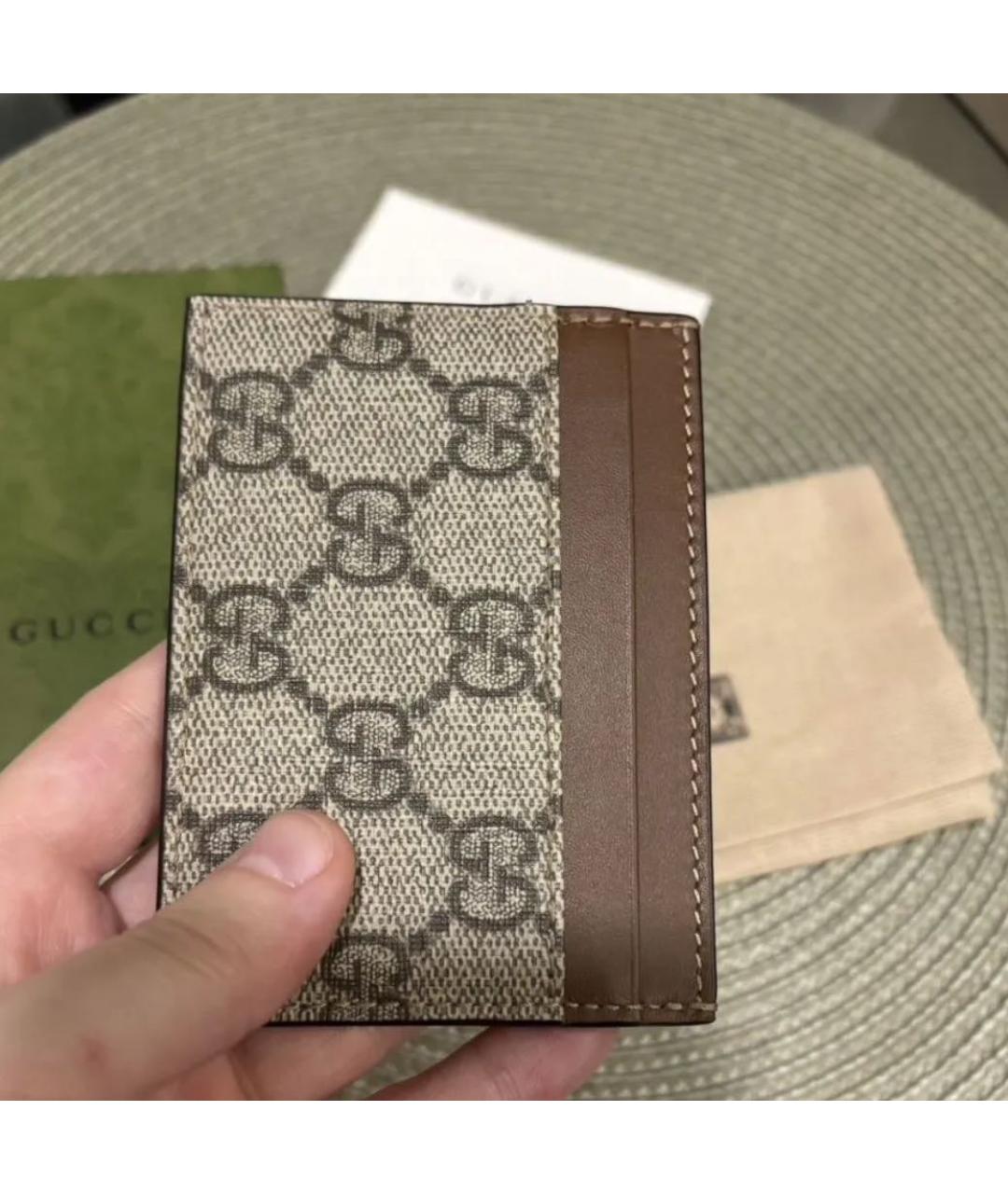 GUCCI Бежевый кожаный кардхолдер, фото 2