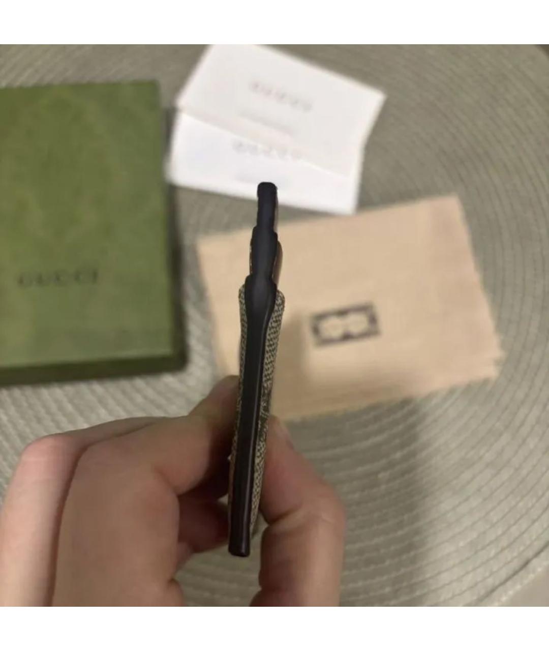 GUCCI Бежевый кожаный кардхолдер, фото 6