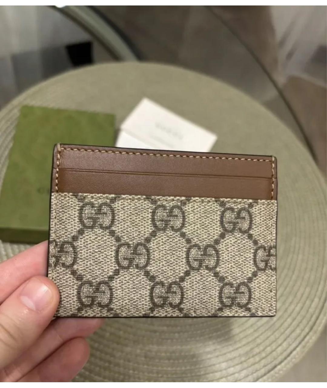 GUCCI Бежевый кожаный кардхолдер, фото 7